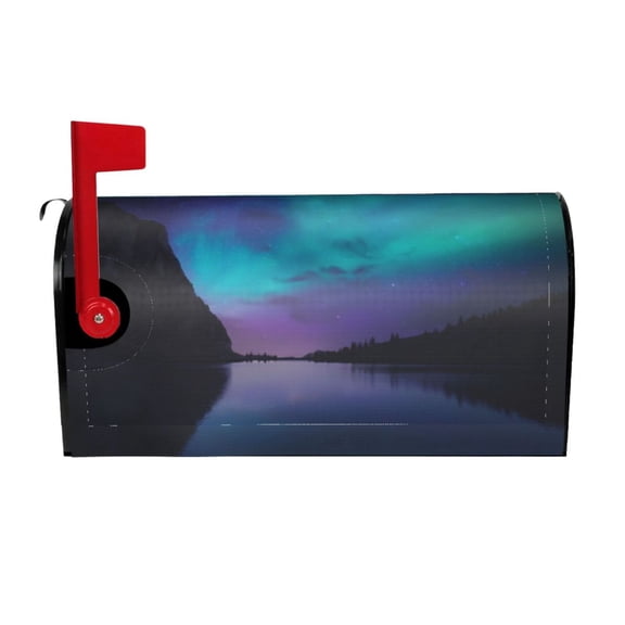 Rateoe Night At Lake Aurora Printed Mailbox Covers - Easy to Install Fall, Winter, Spring, Summer Mailbox Cover - Weather and UV-Resistant Mailbox Decor - Mailbox Magnetic Covers-