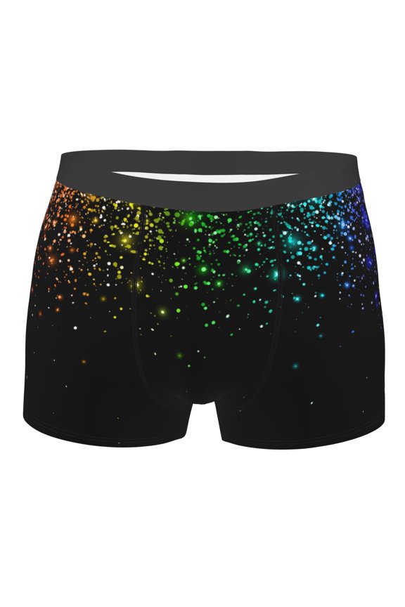 Night Rainbow Sparkles Mens Boxer Briefs Poly Spandex Performance Boxer Briefs Underwear Hem Boxer Briefs - Medium