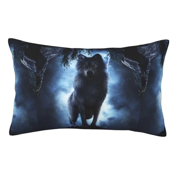 Rateoe Night Scene of Wolves Pattern Decorative Pillow Case,Throw Pillow Covers,Plush Pillow Cover,Soft Pillow Case,Velvet Pillow Case-14"x20"