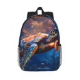 thumbnail image 1 of Rateoe Night Sky Turtle Pattern Student Backpack Water-resistant Backpack 15-inch Laptop Backpack Lightweight Adjustable School Backpack, 1 of 6
