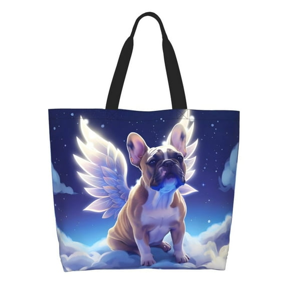 Rateoe Night Sky Winged French Bulldog Tote Bag - Waterproof Lightweight Handbags Travel Shoulder Bag for Hiking Yoga Gym Swimming Travel Beach