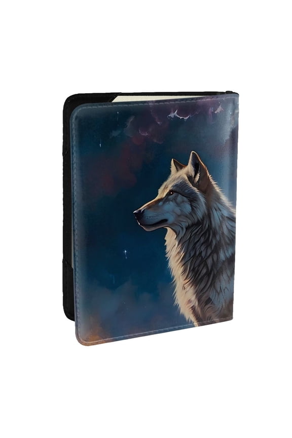 Night Sky Wolf Pattern Passport Holder Wallet Leather Mulit-purpose Travel Wallet Credit Cards Case ,Passport Cover for Women Men-6.5 in