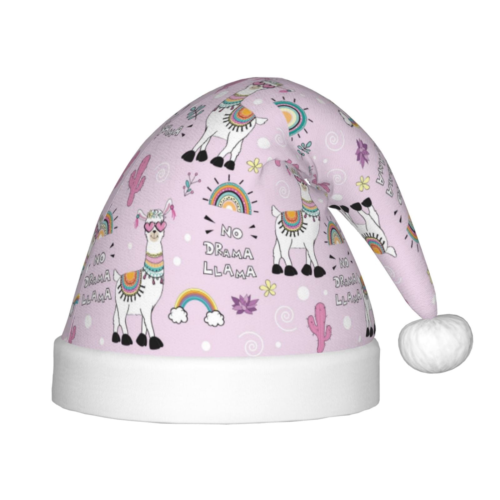 Rateoe No Drama Llama Santa Hat Confortable Christmas Hat for Christmas Party Favors Fit for Kids