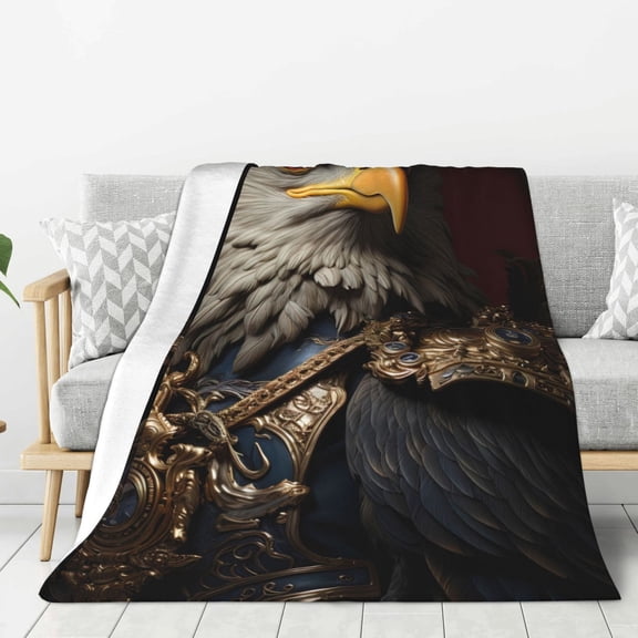 Rateoe Noble Style Bald Eagle Pattern Flannel Throw Blanket, Ultra-soft Blanket for Bed, Couch, Car, Hypoallergenic Anti-pilling blanket-40"x30"(Vertical)