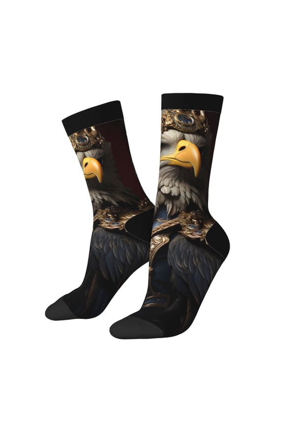 Noble Style Bald Eagle for Women Casual Calf Socks - Cute Crew Socks - Thin Soft Above Ankle Socks Size 5-11