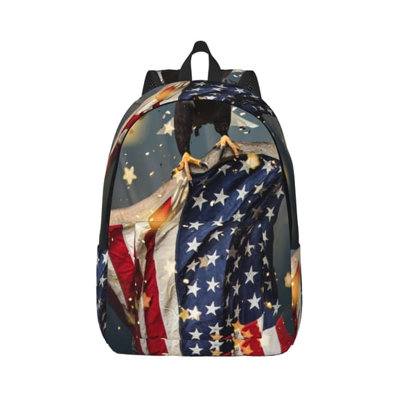 Rateoe North American Bald Eagle1 Pattern Canvas College Laptop Backpack,Travel Daypack,Durable Rucksack Travel Notebook Bag School Backpack Book Bag for Men Women-Small
