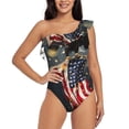 thumbnail image 1 of Rateoe North American Bald Eagle1 Pattern Women One Piece Swimsuits Tummy Control One Shoulder Bathing Suits Ruffle Swimwear-XX-Large, 1 of 6