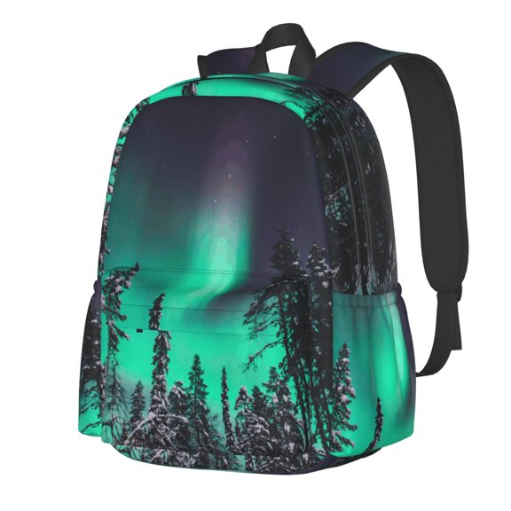 Rateoe Northern Lights 2 Pattern Student Backpack,Backpack for School,Lightweight Bag,Travel Backpack,Outdoor Backpack,Large Capacity Backpack