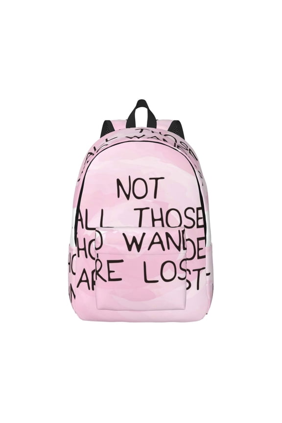 Not All Those Who Wander Are Lost Pattern Canvas College Laptop Backpack,Travel Daypack,Durable Rucksack Travel Notebook Bag School Backpack Book Bag for Men Women-Small