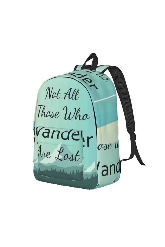 Not All Those Who Wander Are Lost1 Pattern Durable Canvas Backpack for Men & Women – Stylish & Lightweight – Adjustable Straps, Multiple Pockets – Fits 15-17 Inch LaptopsMedium