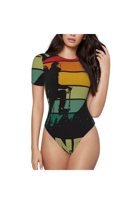 Not All Who Wander Are Lost 1 Printed Women Rash Guard Short Sleeve,Tummy control Swimsuit Surfing Swimsuit Bathing Suit Short-sleeved Onesie UPF 50+ -XX-Large