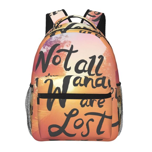 Rateoe Not All Who Wander Are Lost Pattern Casual Backpack for School, Work, Travel Adjustable Straps, Multiple Compartments Ergonomic Design, Fits Laptops and Tablets