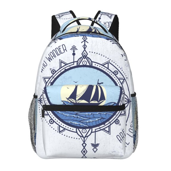 Rateoe Not All Who Wander Are Lost2 Pattern Casual Backpack for School, Work, Travel Adjustable Straps, Multiple Compartments Ergonomic Design, Fits Laptops and Tablets