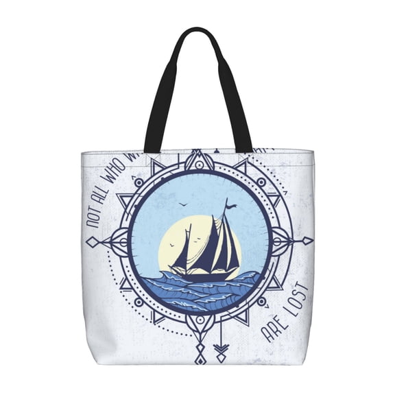 Rateoe Not All Who Wander Are Lost2 Print Lightweight Tote Bag for Women, Water-Resistant Shoulder Bag with Zipper, Spacious Casual Handbag for Work, School, Shopping