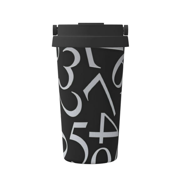 Rateoe Numbers Pattern Travel Coffee Mug Tumbler with Flip Lid | Reusable Insulated Stainless Steel Cold Brew Iced Coffee Cup Thermos
