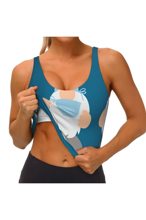 Nurse Doctor Gnomes Print Womens' Sports Bras Scoop Neck Sports Vest- Padded U Back Seamless High Impact Support