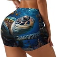 thumbnail image 1 of Rateoe Ocean Coral Turtle Printed Power Workout Shorts for Women Tummy Control Squat Proof Ribbed Thick Seamless Scrunch Active Short-Large, 1 of 8