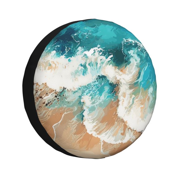 Rateoe Ocean Wave Crash Pattern Tire Cover Wheel Protectors Weatherproof Wheel Covers Universal Fit for Trailer Rv SUV Truck Camper Travel Trailers Accessories-14 inch