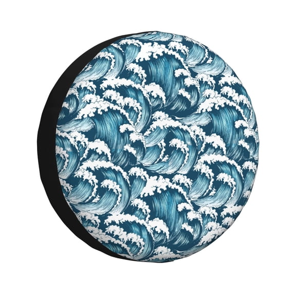 Rateoe Ocean Waves Pattern Tire Cover Wheel Protectors Weatherproof Wheel Covers Universal Fit for Trailer Rv SUV Truck Camper Travel Trailers Accessories-