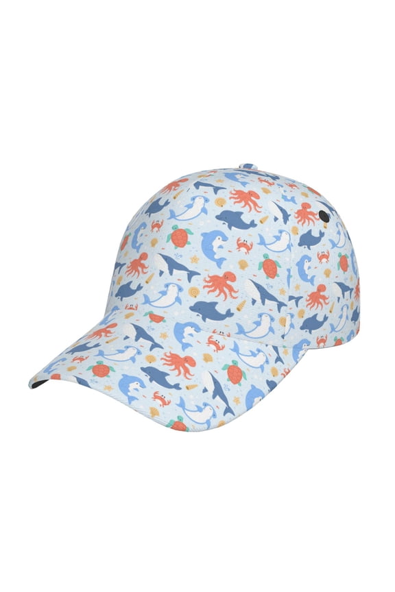 Ocean animals Pattern Mens Baseball Cap Adjustable Curved Brim Hat, Soft Cotton Sports Cap for Outdoor, Casual, and Everyday Wear, Comfortable & Breathable