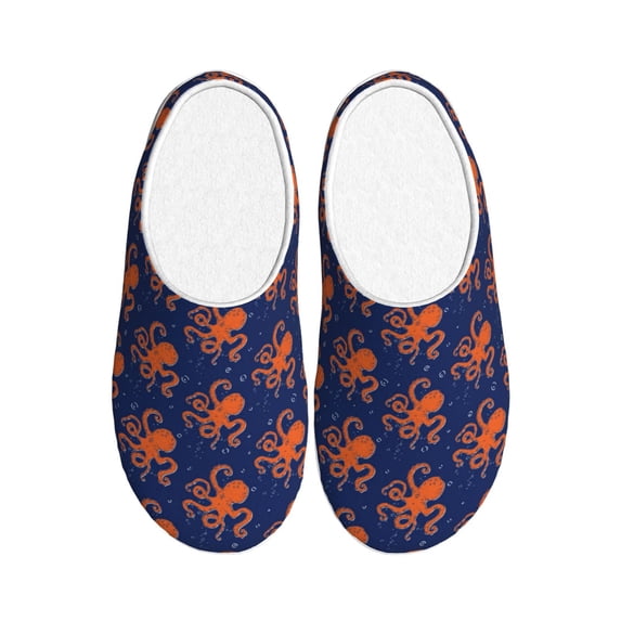 Rateoe Octopus Print Women's Men's Cotton Knit Slippers Lightweight Memory Foam Indoor House Shoes with Anti-Skid Sole-40/41
