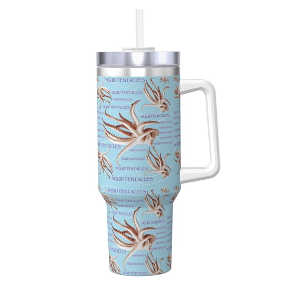 Rateoe Octopus Printed 40OZ Ice Bully With Handle - Stainless Steel Travel Cup Portable for Hot & Cold Drinks, Travel, Gym, Home, and Outdoor Activities