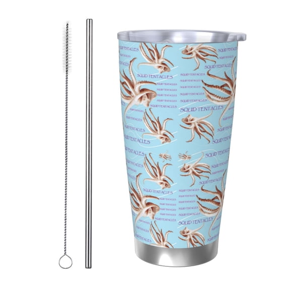 Rateoe Octopus Printed Car Guy Gifts for Men Women Tumbler - 20oz/590ml Vacuum Insulated Stainless Steel Travel Tumbler Cups with Lid & Straw-Straw Two-piece Set
