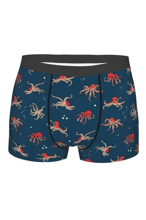 Octopus Sea Life Mens Boxer Briefs Poly Spandex Performance Boxer Briefs Underwear Hem Boxer Briefs - Medium