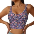 thumbnail image 1 of Rateoe Octopus and flower Print Womens' Sports Bras Scoop Neck Sports Vest- Padded U Back Seamless High Impact Support-Large, 1 of 8