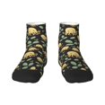 thumbnail image 1 of Rateoe Octopuses And Leaves Pattern Quarter Crew Socks,Toe Seamed Ankle Socks,Cotton Cushioned Breathable Athletic Crew Sports Socks, 1 of 7