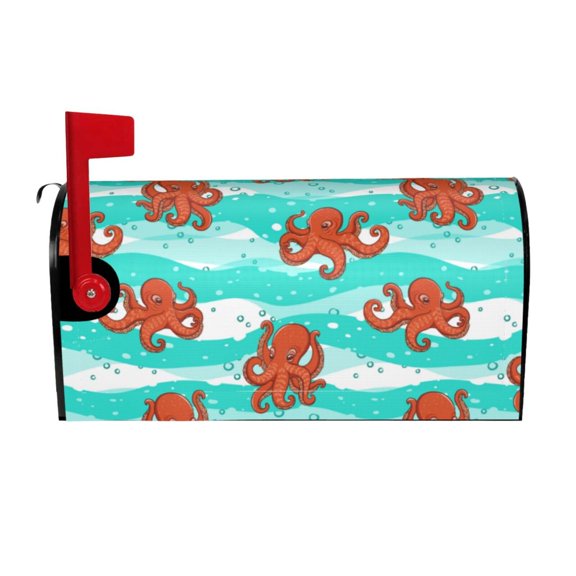 Rateoe Octopuses Printed Mailbox Covers - Easy to Install Fall, Winter, Spring, Summer Mailbox Cover - Weather and UV-Resistant Mailbox Decor - Mailbox Magnetic Covers-21x18 in