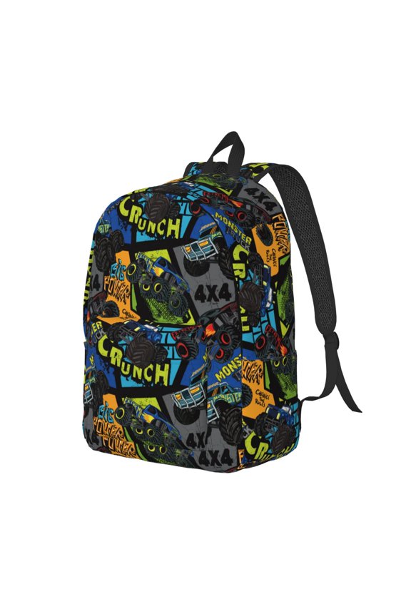 Off-Road Vehicle Pattern Durable Canvas Backpack for Men & Women – Stylish & Lightweight – Adjustable Straps, Multiple Pockets – Fits 15-17 Inch LaptopsSmall