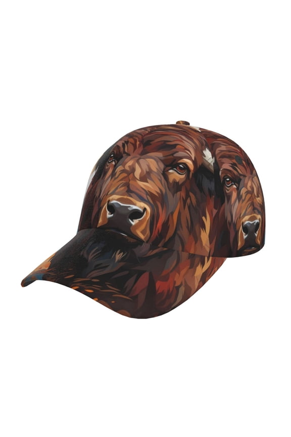 Oil Painting Style Iceberg Yak Pattern Baseball Cap Outdoor Cap Mountain Dad Hat - Unstructured Soft Cotton Cap-Adjustable UV Protection Cap