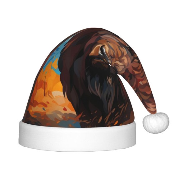Rateoe Oil Painting Style Iceberg Yak Santa Hat Confortable Christmas Hat for Christmas Party Favors Fit for Kids