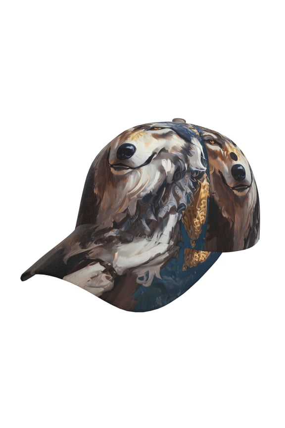 Oil Painting Tribal Wolf Pattern Mens Baseball Cap  Adjustable Curved Brim Hat, Soft Cotton Sports Cap for Outdoor, Casual, and Everyday Wear, Comfortable & Breathable