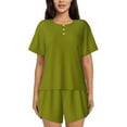 thumbnail image 1 of Rateoe Olive for 2 Piece Short Sleeves Pajama Sets Casual Lounge Sleepwear Ladies Pjs Sets with Pocket-XX-Large, 1 of 6