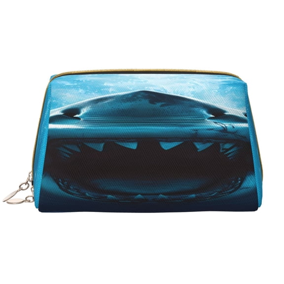 Rateoe Open-Mouthed Shark for Travel Makeup Bag,Large Capacity Cosmetic Bags for Women,Waterproof Portable Pouch Open Flat Toiletry Bag Make up Organizer
