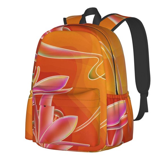 Rateoe Orange Flower Psychedelic Pattern Student Backpack,Backpack for School,Lightweight Bag,Travel Backpack,Outdoor Backpack,Large Capacity Backpack