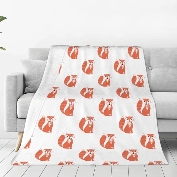 Rateoe Orange Fox Print Fuzzy Fleece Throw Blanket Extra Large,Super Soft,Fluffy and Warm Blankets for Couch,Bed,All Season Use (60"x50")