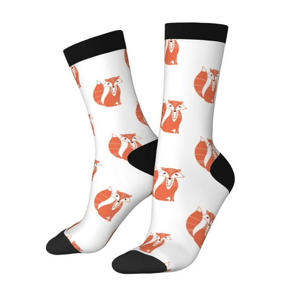 Rateoe Orange Fox for Women Casual Calf Socks - Cute Crew Socks - Thin Soft Above Ankle Socks Size 5-11