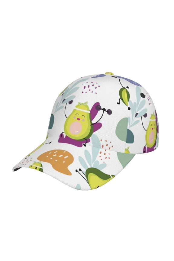 Orange Green Avocado Pattern Baseball Cap Outdoor Cap Mountain Dad Hat - Unstructured Soft Cotton Cap-Adjustable UV Protection Cap
