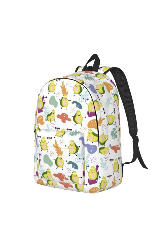 Orange Green Avocado Pattern Durable Canvas Backpack for Men & Women – Stylish & Lightweight – Adjustable Straps, Multiple Pockets – Fits 15-17 Inch LaptopsSmall