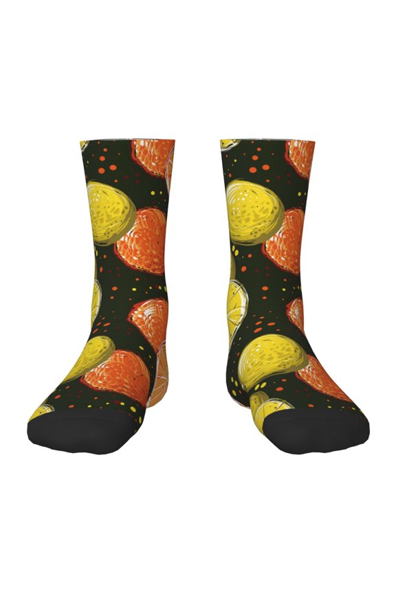 Orange Lemon Pattern Children's Socks, Socks Gifts ,kids Crew Soft Cotton Socks , Moisture-Wicking, Durable, Ideal for Daily Wear & Sports