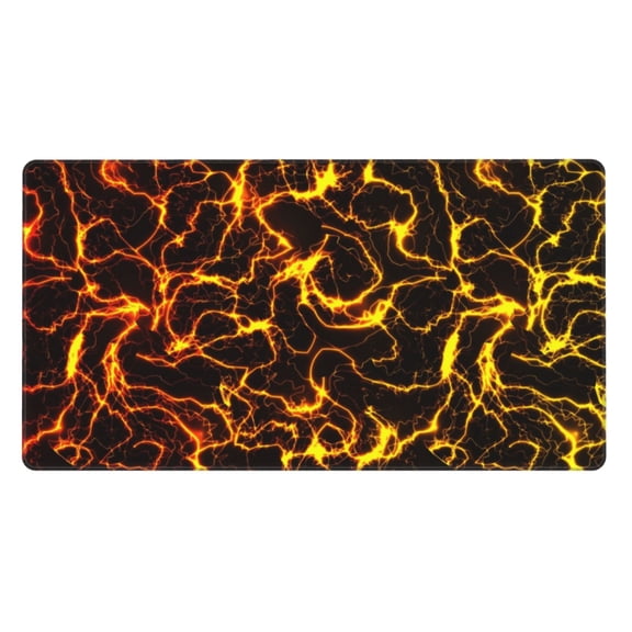 Rateoe Orange Lightning Print Mouse Pad - Extended Large Gaming Mousepad,Non-Slip Stitched Edge,16x29.5 Inch