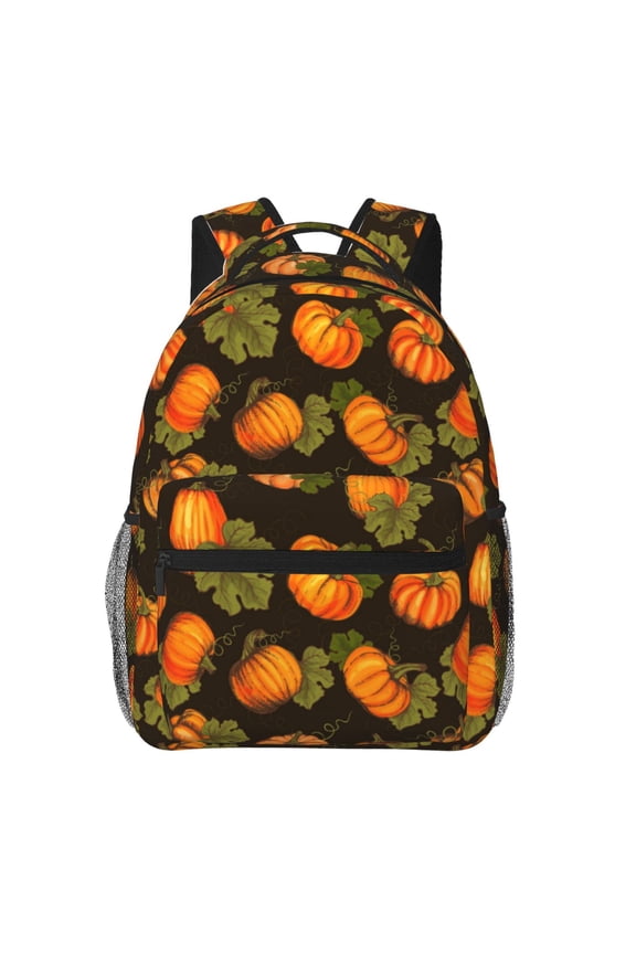 Orange Pumpkin Pattern Casual Backpack for School, Work, Travel Adjustable Straps, Multiple Compartments Ergonomic Design, Fits Laptops and Tablets