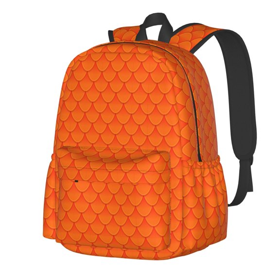 Rateoe Orange Scales Pattern Student Backpack,Backpack for School,Lightweight Bag,Travel Backpack,Outdoor Backpack,Large Capacity Backpack