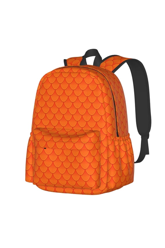 Orange Scales Pattern Student Backpack,Backpack for School,Lightweight Bag,Travel Backpack,Outdoor Backpack,Large Capacity Backpack
