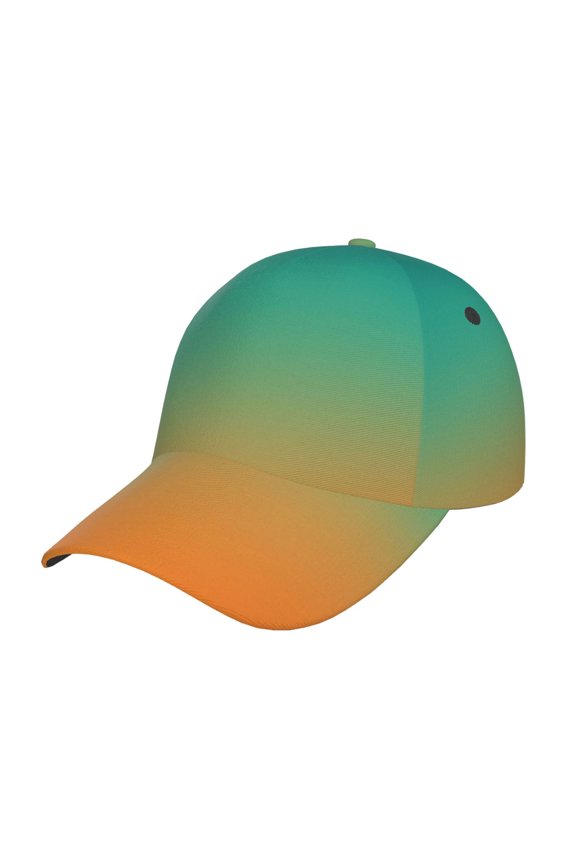 Orange To Teal Gradient1 Pattern Mens Baseball Cap Adjustable Curved Brim Hat, Soft Cotton Sports Cap for Outdoor, Casual, and Everyday Wear, Comfortable & Breathable