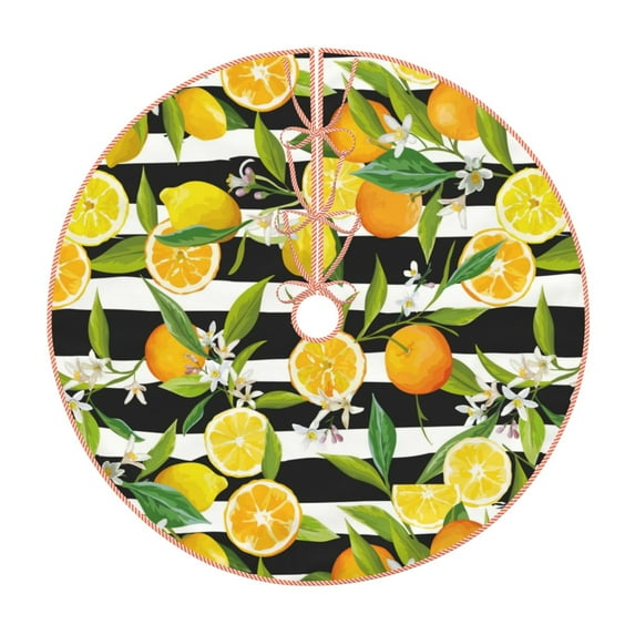 Rateoe Orange and Lemon Pattern Christmas Tree Skirt with Ties , Christmas Tree Decorations, Farmhouse Christmas Decor Xmas Holiday Decorations-36"
