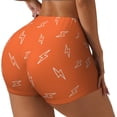 thumbnail image 1 of Rateoe Orange lightning Printed Power Workout Shorts for Women Tummy Control Squat Proof Ribbed Thick Seamless Scrunch Active Short-Medium, 1 of 8